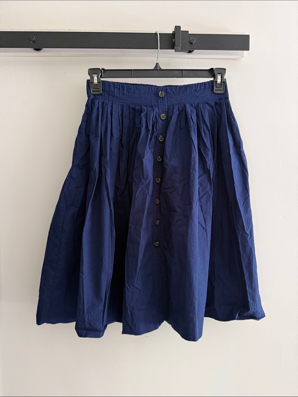 J. Crew Navy Button-Front Circle Skirt